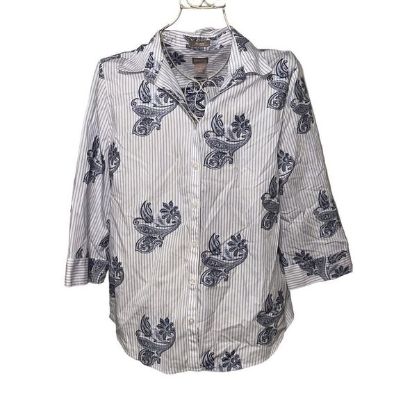 GREAT CONDITION WOMEN NO-IRON Paisley-Print Cotton Shirt bohemian BLOUSE CHICO S - Picture 7 of 14